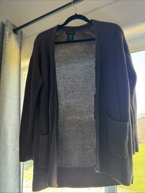 MIA Open-Front Ribbed Cardigan - Brown